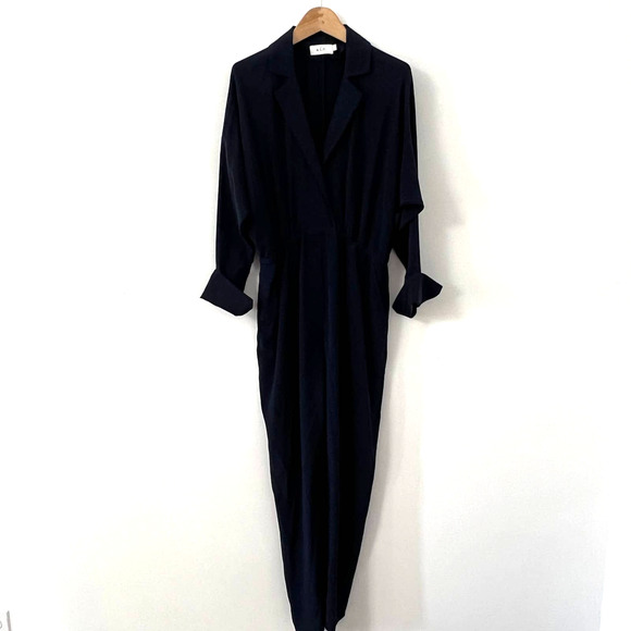 A.L.C. Navy Blue Silk Long Dolman Sleeve Jumpsuit Size 2 EUC - Picture 2 of 8